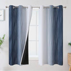 Estelar Textiler Grayish White and Navy Blue Blackout Curtains by ESTELARTEXTILER