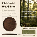 DomeStar 12 Inch Brown Solid Wood Rustic Farmhouse Tray
