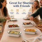 12 Oz Casserole Dish, Ceramic Baking Dishes Sets of 4, Small Casserole Dish with Handle, Porcelain Bakeware Sets, 5" Rectangular Baking Serving Dish for Casserole, Cakes, Dishwasher Oven Safe
