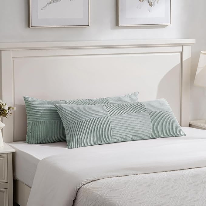 Fancy Homi Set of 2 Grey Blue Boho Long Lumbar Body Decorative Throw Pillow by Fancy+Homi