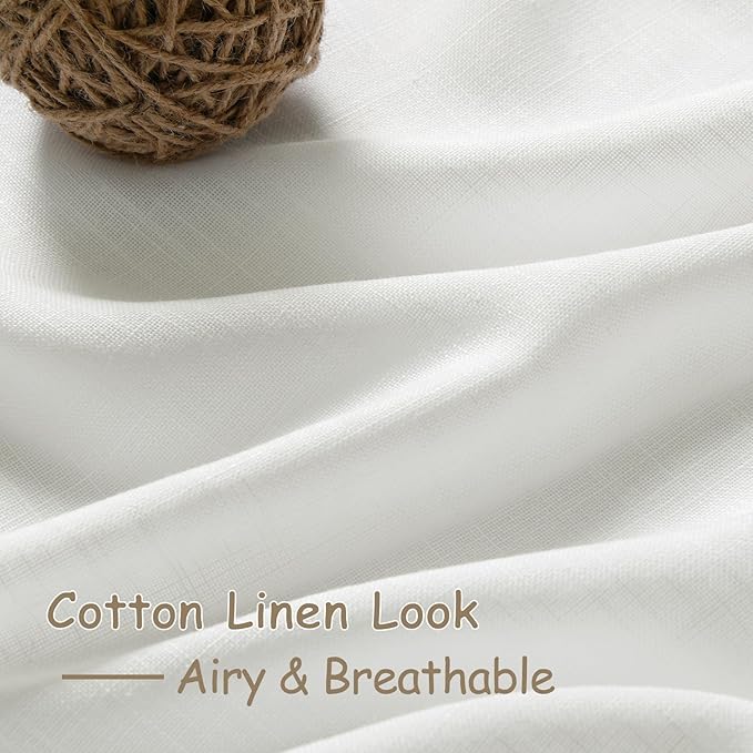 Nanspring Solid Off White Curtains 96 Inches Long 2 Panels Back Tab Sheer Linen - Image 5