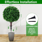 Yangrass 23" Artificial Boxwood Topiary Shrubs Set of 2 with Ground Spike