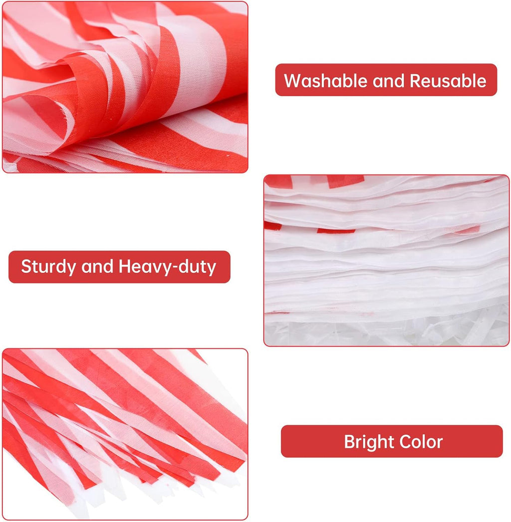 RUBFAC 170ft 120pcs Red White Striped Pennant Banner