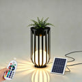 24'' Solar Outdoor Plant Stand,Black metal material with remote control