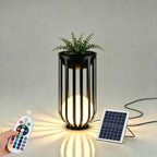 24'' Solar Outdoor Plant Stand,Black metal material with remote control