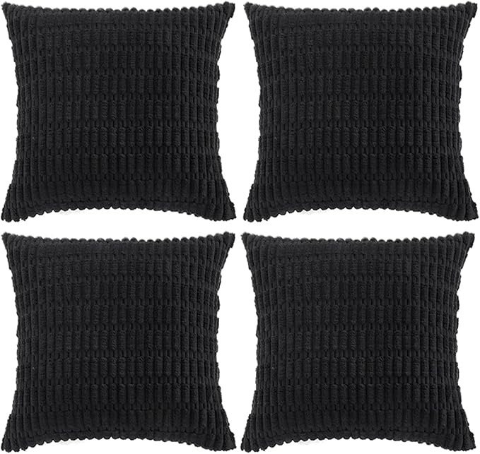 Fancy Homi 4 Packs Boho Black Decorative Throw Pillow Covers 20x20 Inch by Fancy+Homi