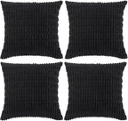 Fancy Homi 4 Packs Boho Black Decorative Throw Pillow Covers 20x20 Inch by Fancy+Homi