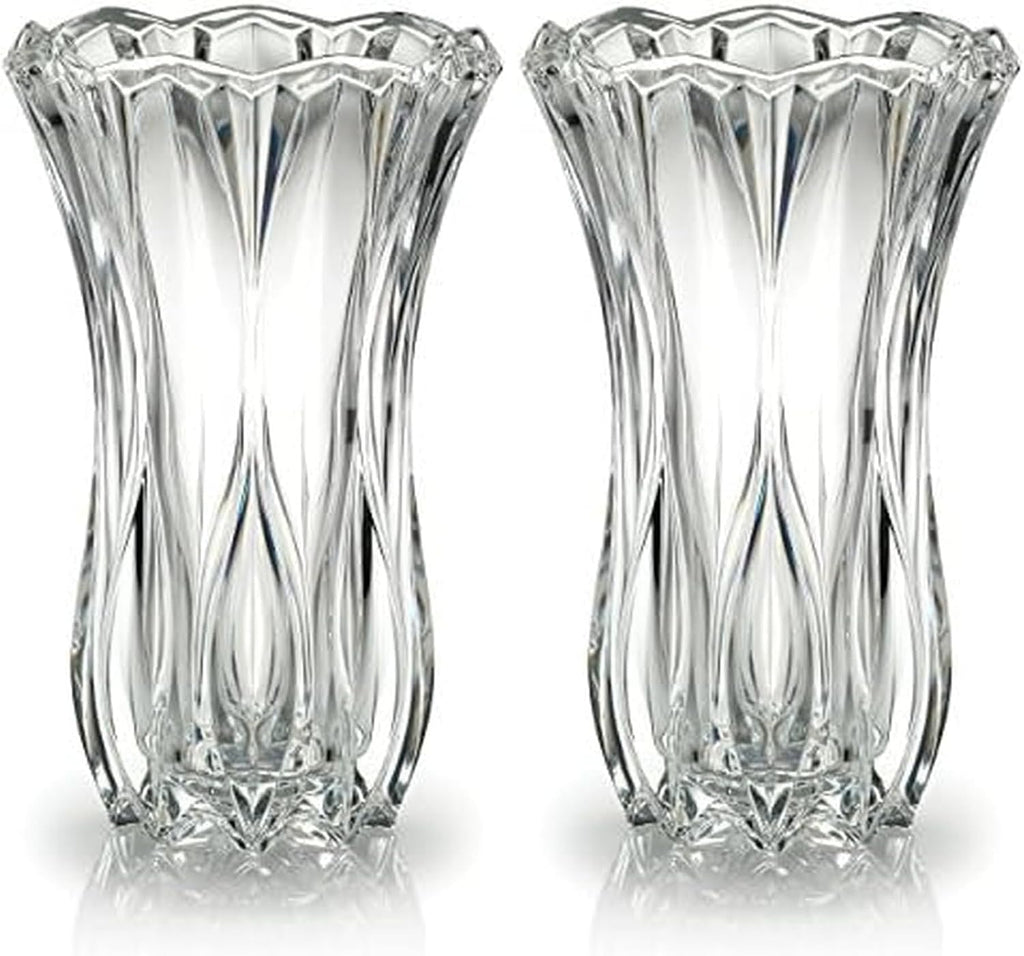 Celebrations by Mikasa Blossom Crystal Vase 12 Inch - Sculpted Flower Design for Fresh Bouquets, Home Decor, Centerpieces - Traditional and Contemporary Style