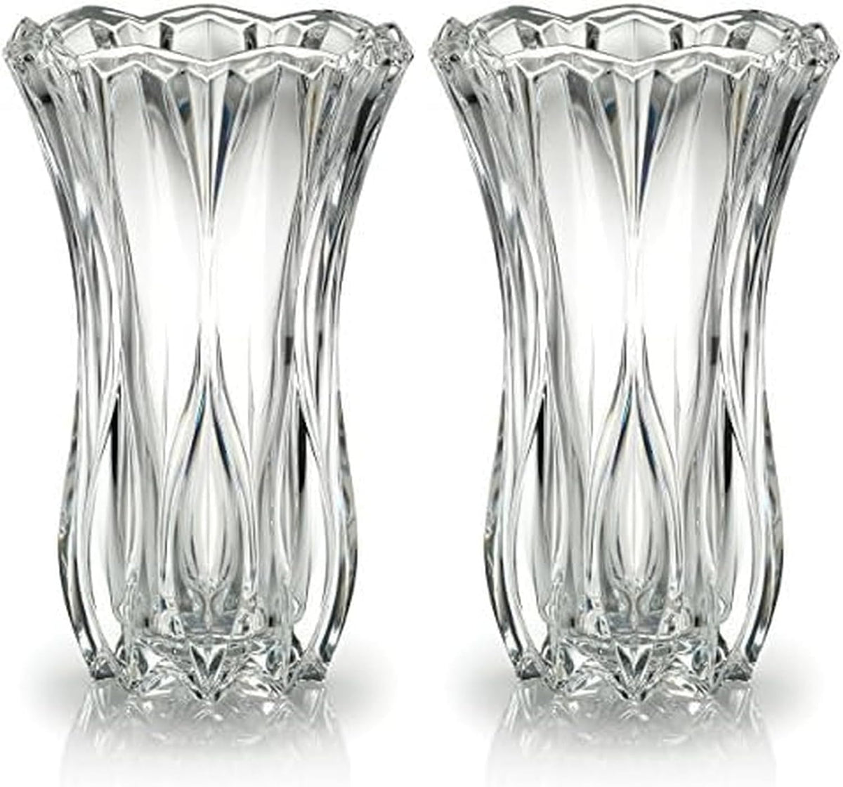 Celebrations by Mikasa Blossom Crystal Vase 12 Inch - Sculpted Flower Design for Fresh Bouquets, Home Decor, Centerpieces - Traditional and Contemporary Style