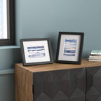 Amazon Basics Rectangular Picture Frame Set for Wall Hanging or Tabletop Display, 8 x 10 in with 5 x 7 in Mat, Black, 2-Pack