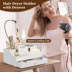 Hot Hair Styling Tool Organizer with Drawer & 3 Cooling Cups, White