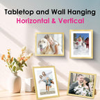 FIXSMITH 8x10 Picture Frame Bulk-6 Pack, Gold Picture Frames Collage Wall Decor, Wall & Tabletop Picture Frames, Photo Frame with HD Plexiglass, Display Pictures 5x7 with Mat or 8x10 Without Mat