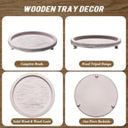 Handmade Wooden Decorative Tray, Small Beaded Coffee Table Tray Decor, Grey Round Decorative Tray for Coffee Table, Dining Room Table Entryway and Living Room Table