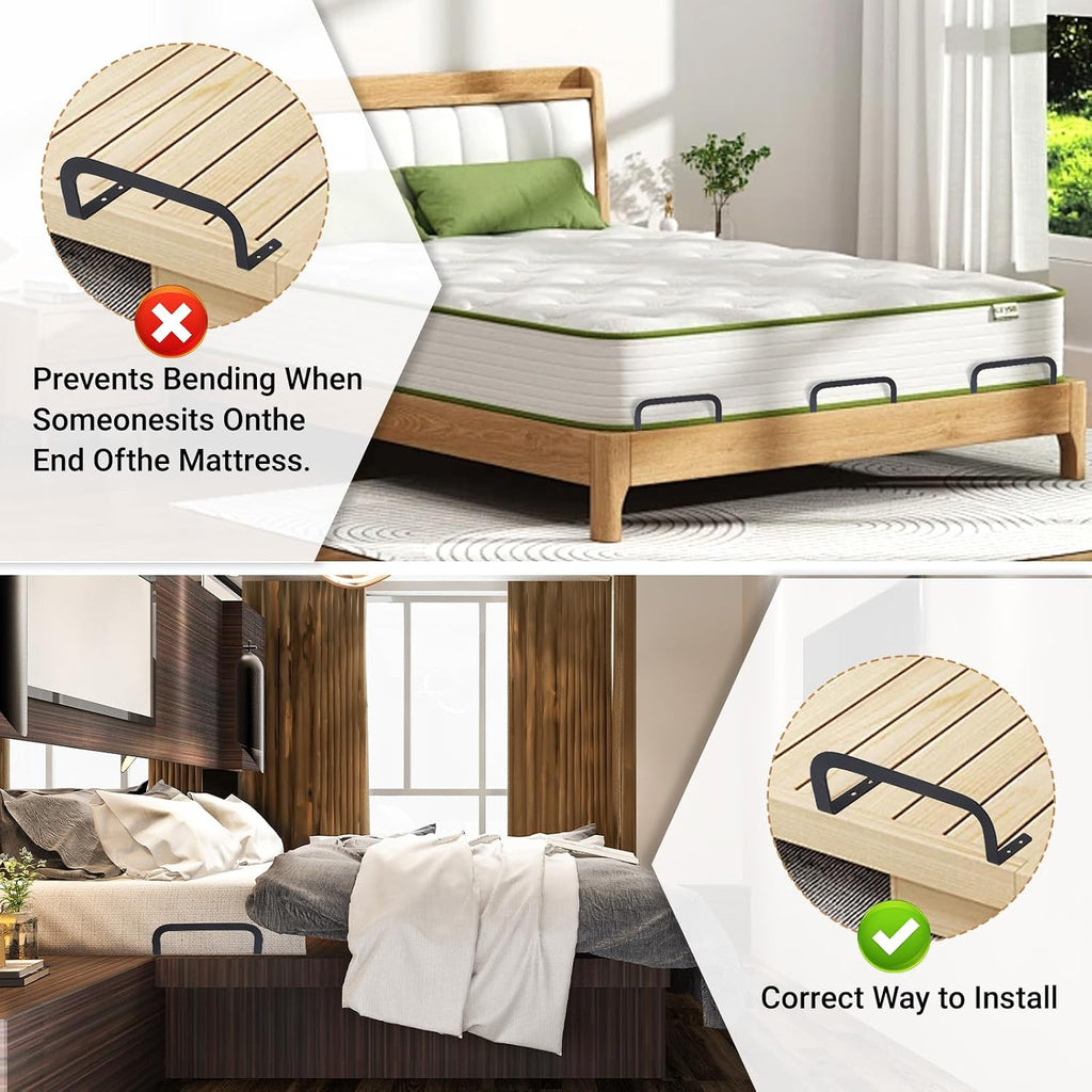 SHENLIU 6Pcs Mattress Retainer Bar, Adjustable Metal Mattress Slide Stopper
