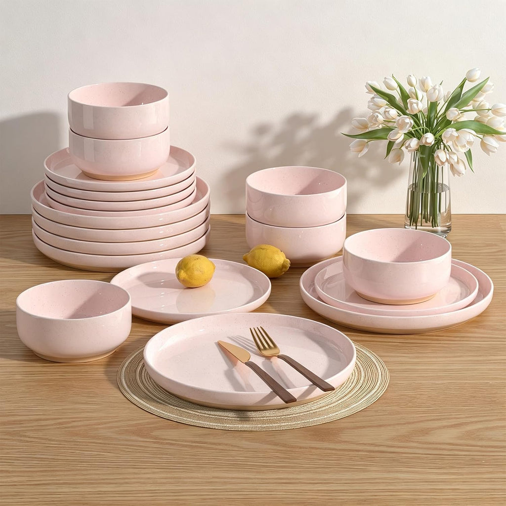 Umite Chef Ceramic Dinnerware Set for 4, 12-Piece Plates and Bowls Set