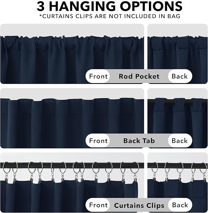Deconovo Blackout Curtains, Thermal Insulated, W42 x L84 2 Panels, Back Tab - Image 2