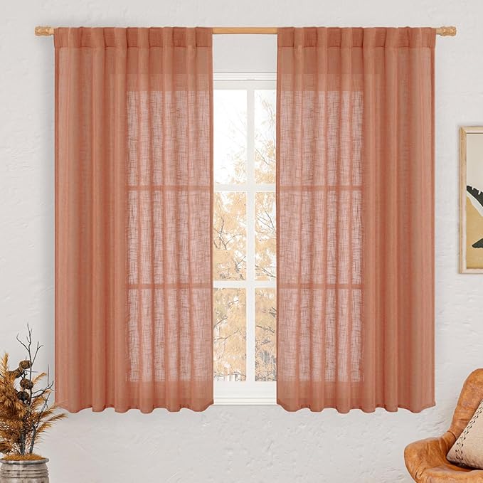 LAMIT Light Filtering Linen Curtains 54 inches Long by LAMIT
