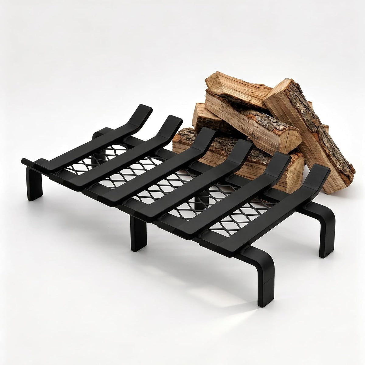 Hi Flame Fireplace Log Grate 17 Inch with Ember Retainer, Heavy Duty Solid Steel Fire Place Grate Wood Burning Stove Firewood Holder