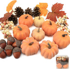 10Pcs Fake Pumpkins Fall Thanksgiving Decorations,Assorted Colors Plastic Pumpkins Home Decor, Artificial Mini Pumpkin for Decorating Autumn Harvest Outdoor Indoor Decor Centerpiece Table Decorations