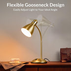 LEPOWER Metal Desk Lamp, Adjustable GooseNeck Reading Light for Bedroom
