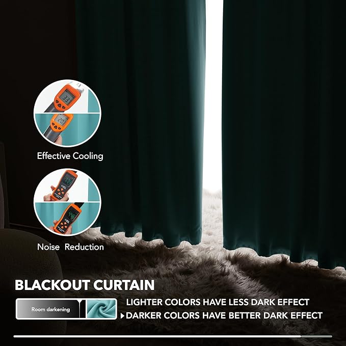 Deconovo Blackout Curtains Back Tab and Rod Pocket Curtains Insulated Thermal - Image 7