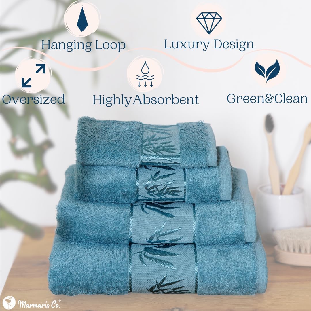 Set of 4 Luxury Super Soft Towels – Premium Viscose Derived from Bamboo & Turkish Cotton for The Ultimate Bath Experience