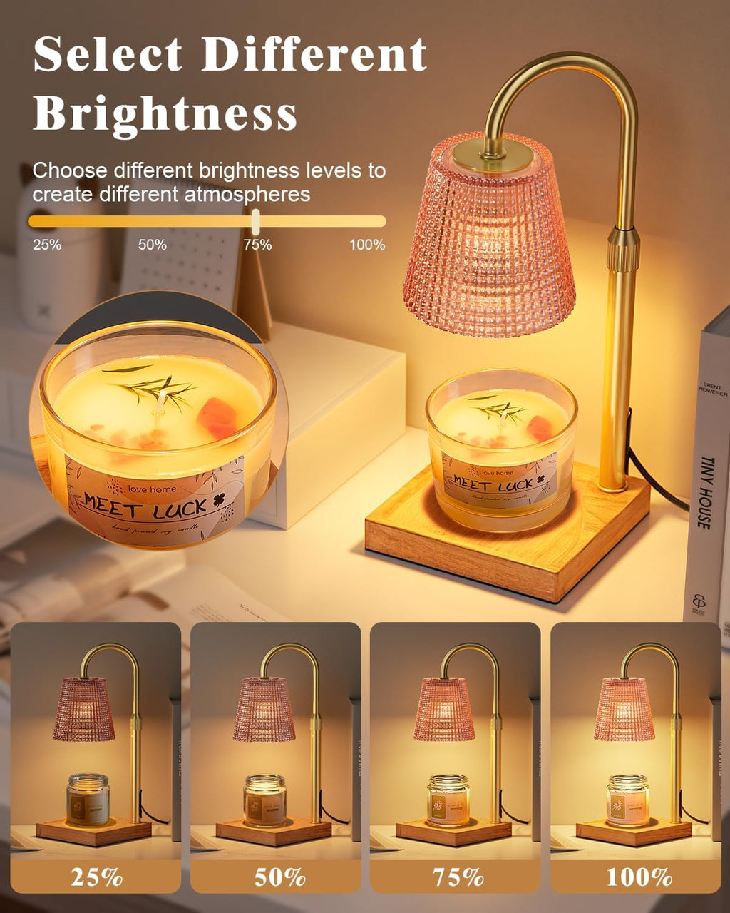 Pink Candle Warmer Lamp with Timer, House Warming Gifts New Home Decor