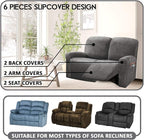 ULTICOR Reclining Love Seat Slipcover, 6-Piece Velvet Stretch Loveseat - Image 2