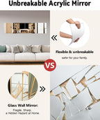 Full Length Wall Unbreakable Mirror Tiles12'' x 12'' x 4PCS