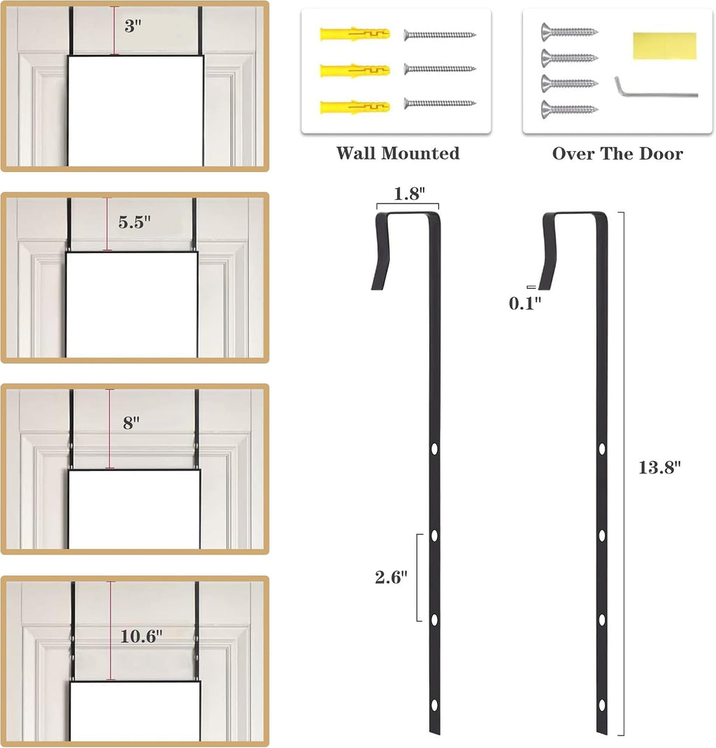 48"x 14" Over the Door Mirror Full Length, Full Body Mirror, Black