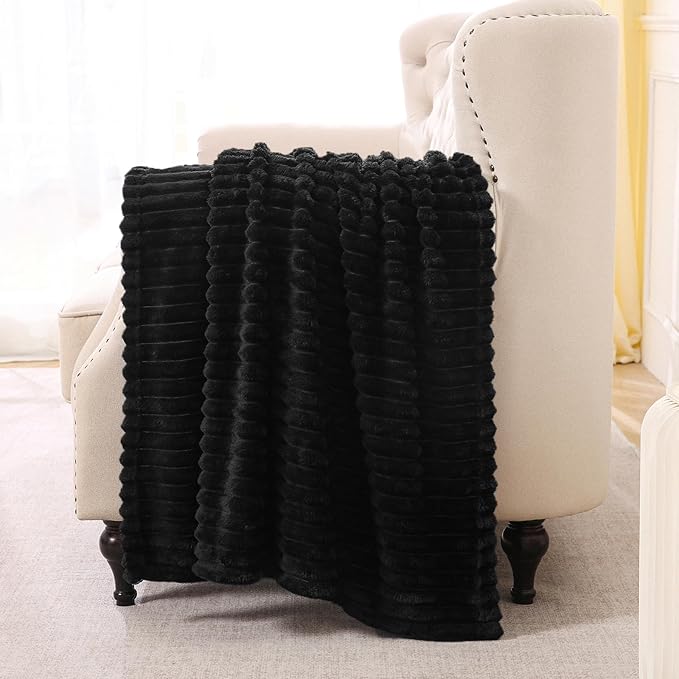 Black Fleece Throw Blanket 90”×90” - Image 2