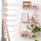 SweetSage Fire Escape Shelf - Pink Wall Decor Floating Shelves, Cute Metal Ladder Shelving for Bedroom, Home Decor Display (3-Tier)