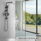 Shower Head System with Caddy Oil Rubbed Bronze Shower Kit with 12 Inch | Stainless Steel Bathroom Rain Shower Head and Handle Set Fixture, Outdoor Exposed Wall Mounted