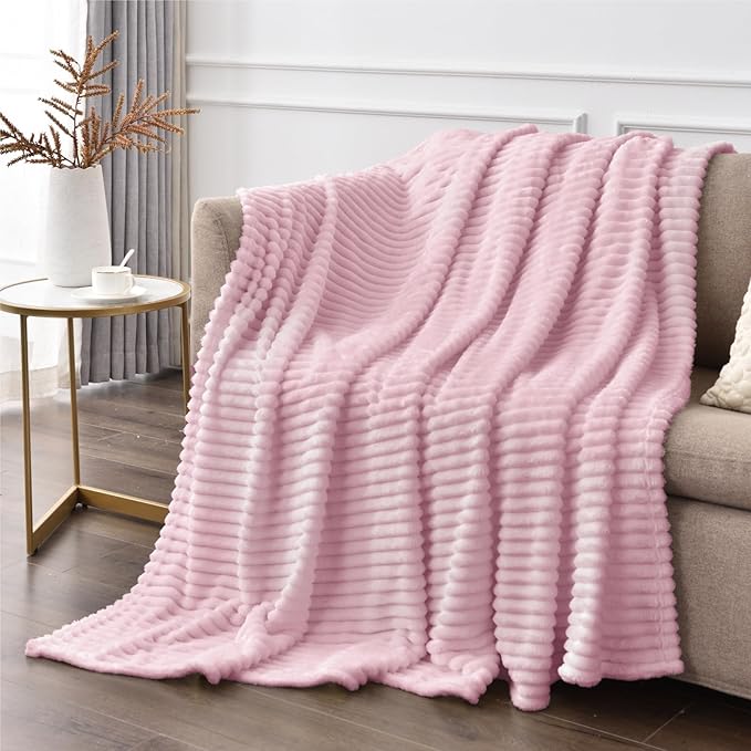 BEDELITE Fleece Throw Blanket for Couch – 3D Ribbed Jacquard Soft and Warm - Image 4