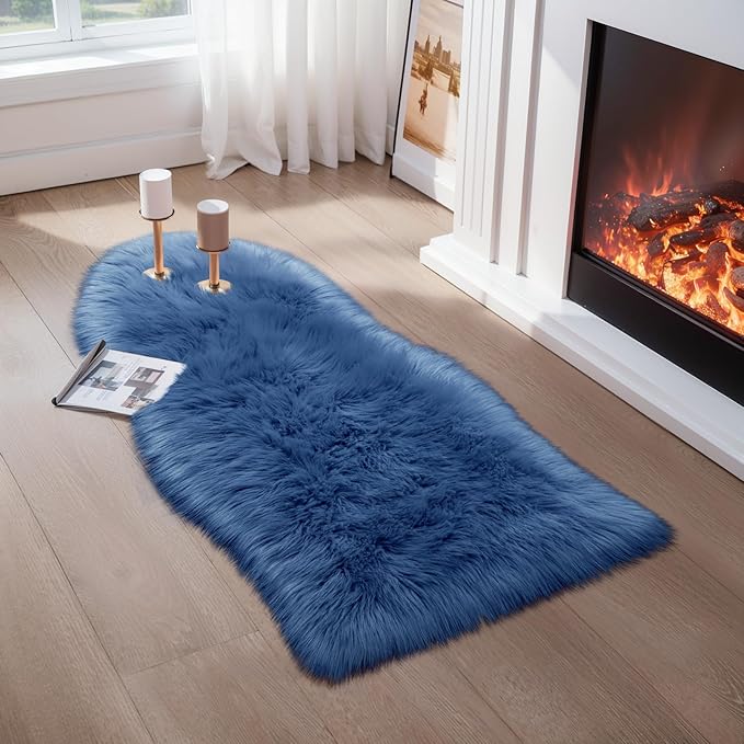 Ciicool Ultra Soft Faux Sheepskin Fur Rug Fluffy Chair Rug by CIICOOLHomeDeco