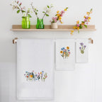 Moukeren 3 Pcs Floral Hand Towels Boho Wildflowers Cotton Bath Towel Set