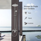 Shower Faucet -Shower System，Shower Faucets Sets Complete - Outdoor Shower Kit/Outdoor Shower Enclosure/Outdoor Shower Fixtures W/ SS304 Shower Head with Handheld High Pressure, Brushed Nickel
