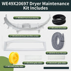 WE49X20697 Dryer Repair & Maintenance Kit Compatible with GE Select Dryers, Include WE18X25100 Lint Filter WE3M26 Bearing WE12X83 Idler Pulley WE12M29 Drive Belt Felt Seal and Glide Slides