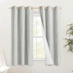 NICETOWN Grey 100% Blackout Curtain Panels, Thermal Insulated White Thermal by NICETOWN
