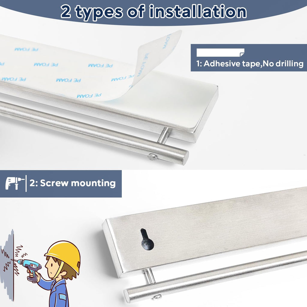 17 inch Magnetic Knife Holder with 10 Hooks, No Drilling Wall Mount, Powerful Magnet Rack