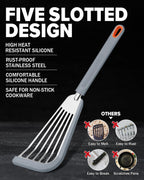 Fish Spatula Turner,Thin Slotted,Stainless Steel With Silicone Edge,2 Pack
