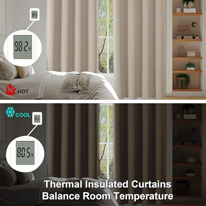 Simplebrand Ava Biscotti Beige Short 30 Inches Blackout Curtain 2 Panels Set - Image 7