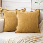 MIULEE Pack of 2 Couch Throw Pillow Covers 18x18 Inch Gold Farmhouse Decorative by MIULEE