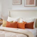 Fancy Homi Set of 4 Burnt Orange Fall Long Lumbar Rectangle Decorative Throw - Image 5