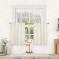 LAMIT Short Kitchen Linen Curtains 24 Inch Length by LAMIT