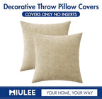 MIULEE Pack of 2 Beige Throw Pillow Covers 18x18 Inch Soft Chenille Pillow - Image 6