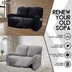 ULTICOR Reclining Love Seat Slipcover, 6-Piece Velvet Stretch Loveseat - Image 5