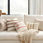 MIULEE Set of 2 Neutral Boho Decorative Pillow Covers 16x16 Inch Farmhouse - Image 2