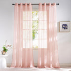 NICETOWN Light Pink Sheer Curtains 96 inches Long, Grommet Voile Sheer Textured by NICETOWN