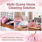 7 Pcs Cleaning Caddy Kit, Portable Divided Organizer, Pink